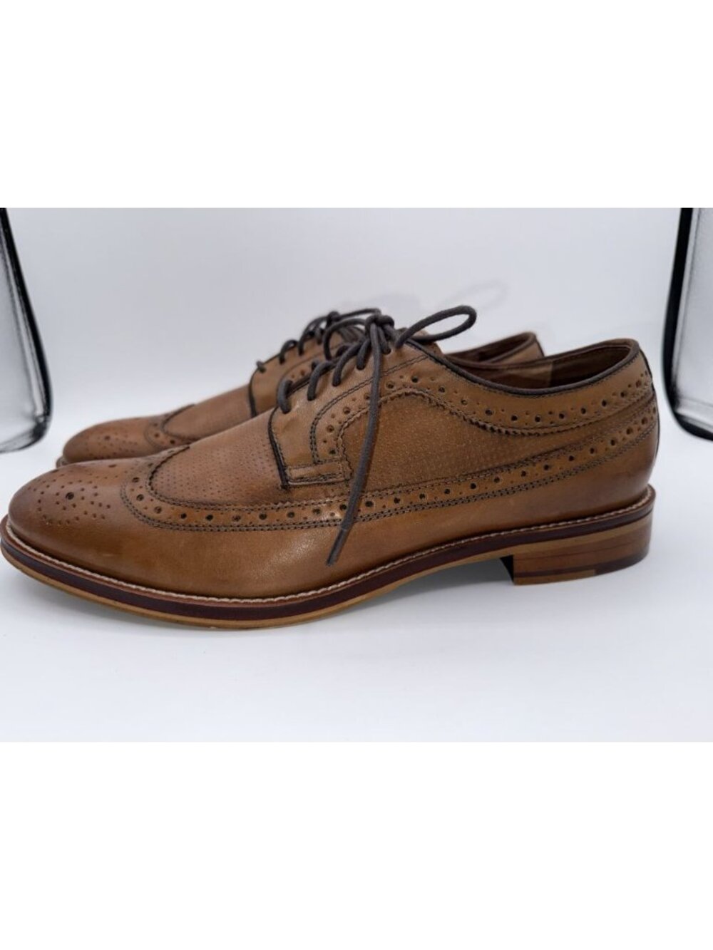 Johnston & Murphy Conard Oxford Shoes Men's 10M Wingtip Tan Leather 20-3310 - Picture 3 of 14